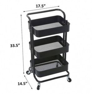3-tier <b>Rolling</b> Utility Cart Storage Shelves Multifunction Storage Holder Kitchen <b>Rack</b> - Product Image 3