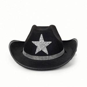 Sombreros Vaqueros de Estilo Occidental con Pedrería de Estrella, Logotipo Personalizado, Casuales para Viaje, Unisex para 4 Estaciones, con Cuerda - Product Image 3