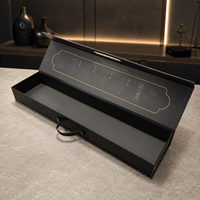 Boîte cadeau noire de luxe en gros avec poignée, emballage rigide en papier personnalisé pour cadeaux d'entreprise et produits de marque