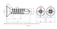 Blue and White Zinc Cross Recessed Drill Tail Screw, Flat Head Self-tapping Self-drilling Swallow Tail Screw, Drill Tail Screw