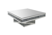 Meubles de salon de luxe, table basse rectangulaire en miroir argenté, table basse contemporaine en diamant écrasé, forme de piano