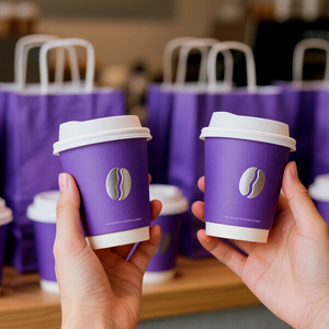 Sinh Thái Takeaway dùng một lần đôi tường nổi Kraft trà Cà Phê Cốc giấy tùy chỉnh nóng uống thủ công để đi cà phê cốc giấy có nắp đậy - Product Image 1