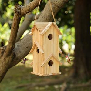 Casetta per Uccelli in Legno a <span class=keywords><strong>3</strong></span> Piani da Appendere all'Esterno con Foro d'Ingresso da 1,41 Pollici Rifugio per Nidi di Uccelli - Product Image 2