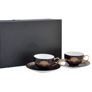 Juego de Tazas <span class=keywords><strong>y</strong></span> Platos de Porcelana Ecológica para <span class=keywords><strong>Café</strong></span>, Diseño Moderno <span class=keywords><strong>y</strong></span> Lujoso con Acabado Negro, para Té de la Tarde, en Caja de Regalo de 2 Piezas - Product Image 1