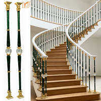Vente en gros de balustres d'escalier en cristal doré Mg-Aluminium de luxe, style moderne européen, pour villa, escalier intérieur décoratif, livraison rapide