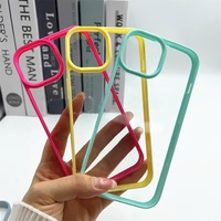 Pour Apple 17 PRO grand trou couleur cadre rainure étui, Iphone16 résine crème colle bricolage coque de téléphone Transparent Tpu couverture de téléphone