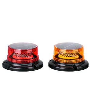 Solar Warning Light Led Rotating Flashing Red Yellow Magnetic Base Ip65 For Traffic Construction Vehicles - Product Image 1
