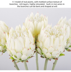 Fleur de Protea Artificielle Réaliste en Tissu Floqué Effet Soie 60CM pour Maison, Hôtel, Mariage, Noël, Fête des Mères, Écologique - Product Image 6