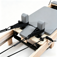 Reformer de Pilates pliable Feelgala en bois d'érable importé, 5 ressorts, appui-tête réglable, roue universelle, microfibre, pour studio de Pilates