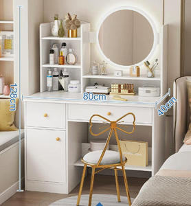 <span class=keywords><strong>Tocador</strong></span> de Maquillaje Moderno de Lujo para el Hogar, de Madera de Pino Blanco, con Espejo Iluminado Ajustable, Almacenamiento, Duradero, para Dormitorio u Hotel - Product Image 3