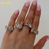 Maßgefertigter Verlobungsring mit IGI-Zertifizierung, Zwei Initialen, 10K Gold, Laborgezüchteter Diamant, Breiter Bandring, Personalisierter Namensring für Paare, Geschenk für Männer und Frauen