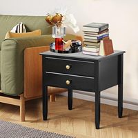 Combohome Table de chevet Table de chevet avec tiroir Table d'appoint carrée Table d'appoint en bambou Table de chevet moderne Classique Noir