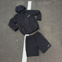 Ensemble de survêtements de jogging légers personnalisés en gros – Veste coupe-vent et short pour homme, séchage rapide, en nylon, avec fermeture éclair, pour la course à pied