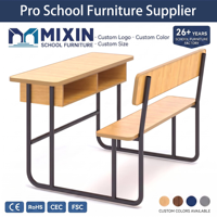 Ensemble Chaise et Table Double Moderne en MDF Prix Usine pour Salle de Classe Lycée avec 2 Tiroirs
