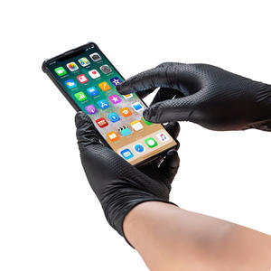 Custom Heavy-Duty 8mil 10mil Black Diamond Texture <strong>Nitrile</strong> <strong>Gloves</strong> Medium Thickness Fall Resistant For Garden Work Landscaping - Product Image 5