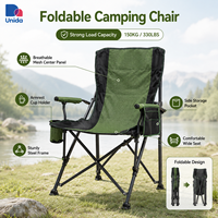 Chaise de camping pliable robuste avec dossier en maille respirante, porte-gobelet et poche latérale pour une utilisation en extérieur
