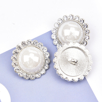 Bouton rond en perle et strass de 2 cm à coudre, accessoires en alliage, petite boucle florale, pour DIY, manteaux, chaussures, sacs, broches, décorations de robes