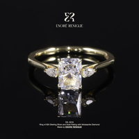 Bague de fiançailles trilogie 1-10 carats, coupe radiante, moissanite VVS, argent sterling 925 plaqué or PVD, bijoux pour femmes