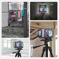 Niveau laser vert extérieur Biyoti BYT-4E, 16 lignes, 4D, auto-nivelant, télécommandé, haute visibilité, appareil de mesure