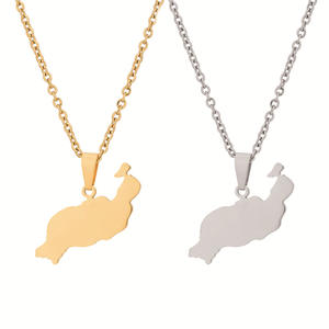 Collier pendentif géométrique en acier inoxydable plaqué or, chaîne à maillons, bijoux pour hommes et femmes, polissage miroir - Product Image 5