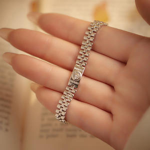 Sıcak satış için 925 ayar gümüş elektroliz kore tarzı basit moda zirkon bilezik kişilik yönlü kadın - Product Image 4