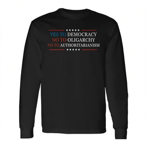 Oui à la démocratie, non à l'oligarchie, t-shirt à manches longues avec citation de Bernie Sanders - Product Image 2