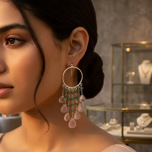 Boucles d'oreilles pendantes bohèmes en argent 925 avec pierres de quartz pour un usage quotidien féminin - Product Image 3