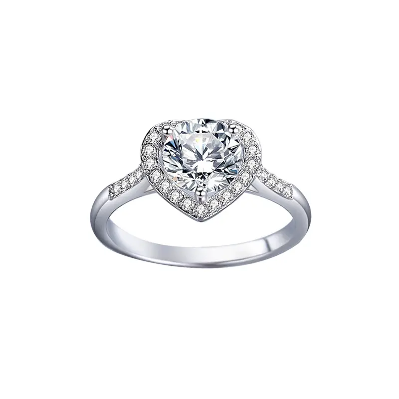 Anelli di fidanzamento da donna con gioielli in argento Sterling 925 a forma di cuore Moissanite Diamond Valentine Eternity