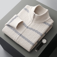 Cardigan en laine pure tricoté épais pour homme, automne-hiver, demi-zip, style décontracté, vente en gros usine