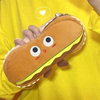 Hamburger personnalisé en peluche papeterie dessin animé mignon pain porte-crayon pour adolescentes et sac à cosmétiques style mascotte faisable