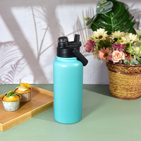 Bouteille d'eau personnalisée avec logo, 15 oz, 25 oz, 32 oz, en acier inoxydable, à double paroi, avec revêtement en poudre, bouteille à boire personnalisée avec poignée