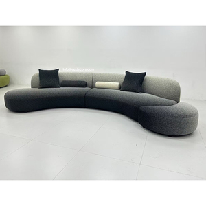 Juego de Sofás Curvos de Lujo Contemporáneos Grises de Foshan, Nuevo Modelo de Muebles para Sala de Estar, Tela 01, Seccional Contemporáneo - Product Image 2