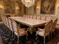 Table de salle à manger rectangulaire de style européen en bois massif doré Royal Classic, grande table de banquet, table de salle à manger extra large