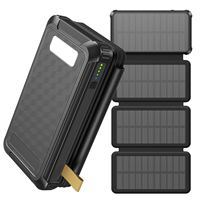 Batterie solaire portable 20000mAh avec panneaux solaires pliables en 3 parties, charge Type-C PD, design robuste et étanche, lampe torche LED 2W