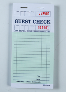 Carnet de reçus de livraison en papier d'art relié par piqûre à cheval certifié FSC Guest Check TM-G3674 - Product Image 5