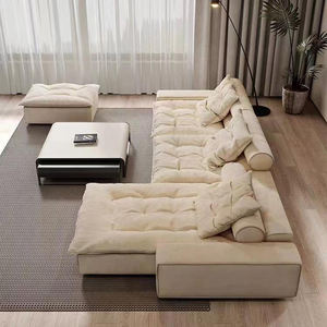 Sofá Moderno de Cuero Genuino Marrón Vintage para Sala de Estar, Muebles para el Hogar y Hoteles - Product Image 1