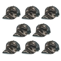 Gorra de camionero de malla con camuflaje Woodland, paquete de 8, logística rápida, stock disponible en EE. UU., ajustable, para exteriores, táctica, caza, conjunto de gorras de camuflaje