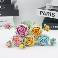 Bouquet de Plantes Artificielles au Crochet Tournesol Rose Marguerite Lys - Écologique, Jetable, Taille Personnalisée, Intérieur/Extérieur, Décoration de Table