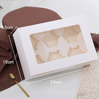 Boîtes à cupcakes personnalisées en usine, individuelles, avec 2, 4, 6, 12 ou 24 trous, fenêtre en PET, pliables, en papier blanc, pour emballages de gâteaux et de muffins