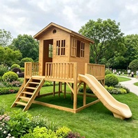 Cabane de jeu en bois Skyacross pour enfants, avec toboggan et grande structure d'escalade, pour l'extérieur, modèle maison d'arbre, export
