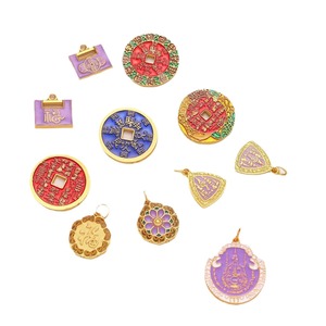 Colgantes temáticos de aleación de zinc con estilo de goteo de aceite y patrones auspiciosos para joyería DIY, collares, pulseras, dijes de moda unisex - Product Image 5
