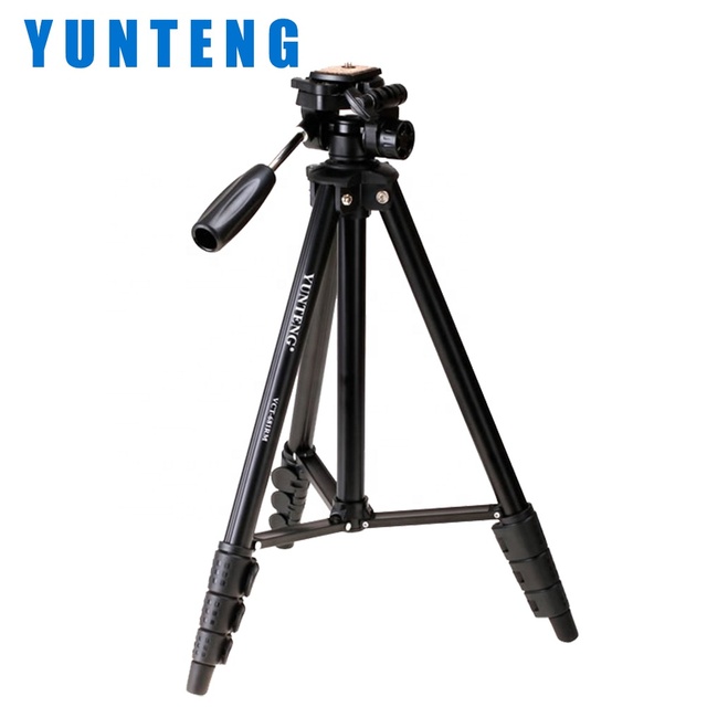 YUNTENG VCT-681RM 138cm Light Weight Tripod for Camera Phone with Quick Released Plate Ring Light Selfies Live Stream Vlogging