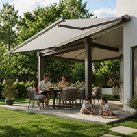 Auvent rétractable de luxe sur mesure OEM avec télécommande, cadre en aluminium thermolaqué, protection contre la pluie pour villa et jardin