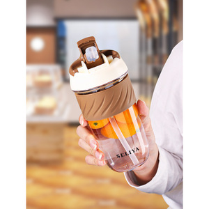 ขวดน้ำพลาสติก Seliya พร้อมหลอดดูดแบบพับได้ 500 มล. ปลอดสาร BPA สำหรับการเดินทาง เดินป่า ดีไซน์ทันสมัยสำหรับทุกเพศ - Product Image 1