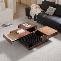 Table d'appoint carrée en bois d'écorce de noyer moderne du milieu du siècle cadre en bois massif européen pour bureau café boutique meubles de salon