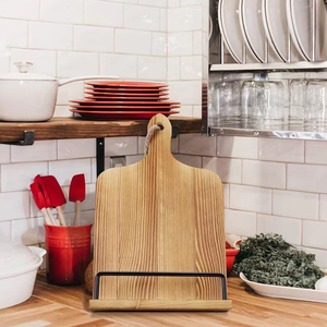 Support de <span class=keywords><strong>livre</strong></span> de <span class=keywords><strong>cuisine</strong></span> en bois de pin avec porte-pages en métal, support de lecture pour tablette de comptoir de <span class=keywords><strong>cuisine</strong></span> OEM - Product Image 6
