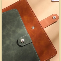 Protège-cahier A5 A6 A7 en cuir PU, couverture de carnet, journal de budget, planificateur avec fermeture à bouton-pression pour enveloppes de trésorerie