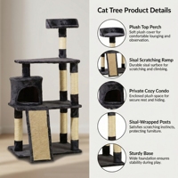 Arbre à chat multi-niveaux de luxe, écologique et durable, en velours, avec poteaux en sisal et structure d'escalade en peluche pour grands chats, pour salon