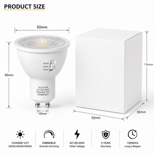 หลอดไฟ LED GU10 5W สปอตไลท์ 2700K 4000K 6000K AC 230V ได้รับการรับรองมาตรฐาน CE สำหรับใช้ภายในอาคาร หลอดไฟ GU10 เปลี่ยนค่า CCT ได้ ปรับความสว่างได้ - Product Image 6