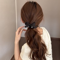 Daou – attaches pour cheveux en Polyester de 10cm, à pois, nœud papillon, perle, élégantes, durables, haute élasticité, accessoires pour cheveux pour femmes et filles, décoration pour cheveux